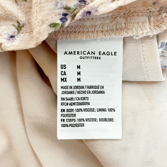 American Eagle Squareneck Floral Slip Mini Dress Smoked Back Pink Medium - Picture 5 of 15